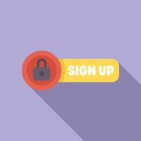 Secure sign up button with lock icon for online registration vector