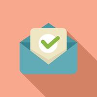 Open blue envelope containing document with green check mark icon vector