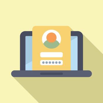 Login form page on laptop screen, user authentication vector