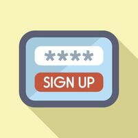 Online registration form with password field showing sign up button for website or mobile app vector