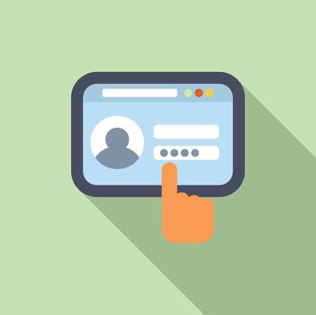 User entering password on website login page with finger vector
