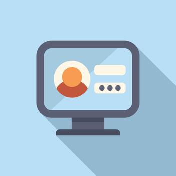 Computer displaying user profile login form with avatar and password vector