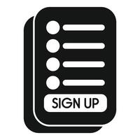 Online registration form with button for signing up vector