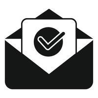 Black envelope icon with check mark symbol for approved mail vector