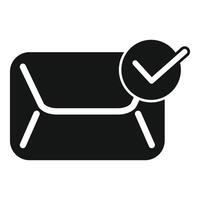 Black envelope icon showing validation of sending vector