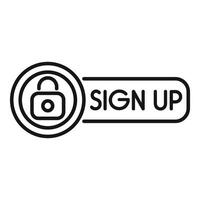 Secure sign up button with lock icon for website vector