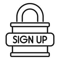 Secure sign up process with padlock icon symbolizing data protection vector