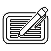 Pen writing on paper taking notes icon vector