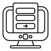 Computer showing online survey with buttons and arrow for submitting vector