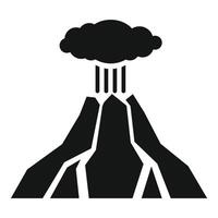 Volcano erupting with ash cloud and lava flowing down its sides vector