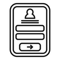 Smartphone displaying user profile interface with arrow button vector