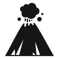 Active volcano erupting with smoke and lava flowing vector