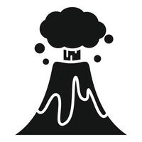 Volcano erupting with ash cloud and lava flowing vector
