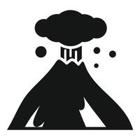 Black volcano erupting with ash cloud and magma vector