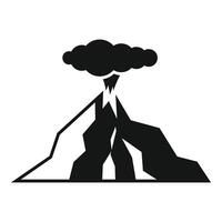 Volcano erupting with ash cloud simple icon vector