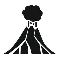 Volcano erupting with ash cloud simple icon vector