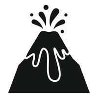 Black volcano erupting with lava flowing down vector
