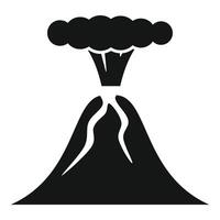 Volcano erupting with smoke and lava flowing down vector