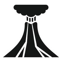 Volcano erupting with ash cloud and lava flowing down its sides vector