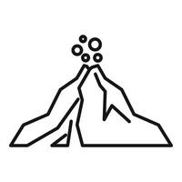 Volcano erupting with smoke and magma flowing down its sides icon vector