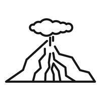 Volcano erupting with ash cloud and lava flowing down its sides vector