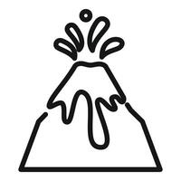 Volcano erupting with molten lava flowing down its side line art icon vector