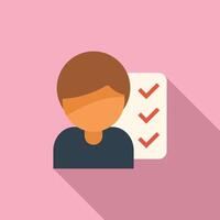 Young man completing tasks on checklist for business project management vector