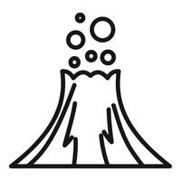 Volcano erupting with smoke and magma flowing down its sides line art drawing vector