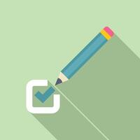 Pencil checking off completed task on checklist vector