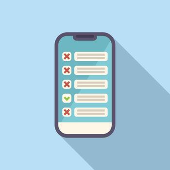 teléfono inteligente demostración Lista de Verificación con comprobado cajas en pantalla aplicación para completando Tareas vector