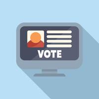 Online voting platform displaying candidate profile on computer screen vector