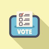 Ballot paper entering a vote ballot box for voting day vector