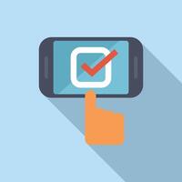 Finger selecting check mark on mobile phone screen vector