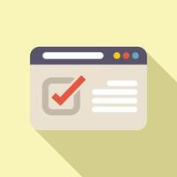 Website showing check mark for completing online survey vector