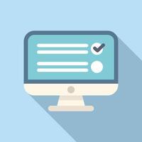 Desktop computer showing checklist for online survey, exam, quiz or test vector