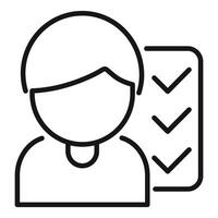 Businessman checking completed tasks on checklist icon vector
