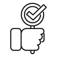 Hand holding checkmark symbol for test validation vector
