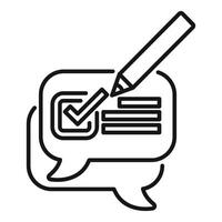 Pencil checking off to do list in speech bubble icon vector