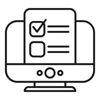 Online survey being taken on desktop computer vector
