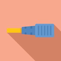 Optical fiber cable connecting into network switch in flat design vector