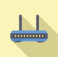 Blue wifi router providing wireless signal for internet connection vector