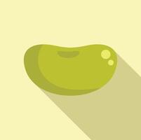 Green bean seed icon, flat design long shadow vector