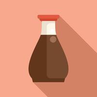 Traditional japanese soy sauce bottle with red cap casting long shadow vector