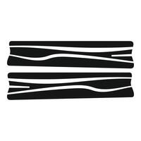 Black glyph icon representing two pieces of bacon overlapping vector