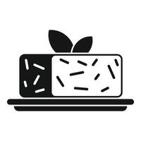 Rectangular cheese with herbs is lying on a plate icon vector