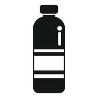 Black plastic bottle with label mockup icon simple style vector