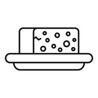 Rectangular piece of cheese resting on a plate vector