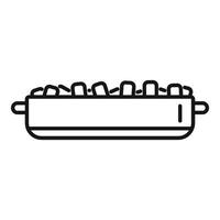 Full plastic container for food storage is being filled with ice cubes vector