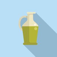 Olive oil jug containing freshly pressed olive oil with long shadow vector