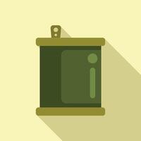 Green tin can with key opener containing information with long shadow vector